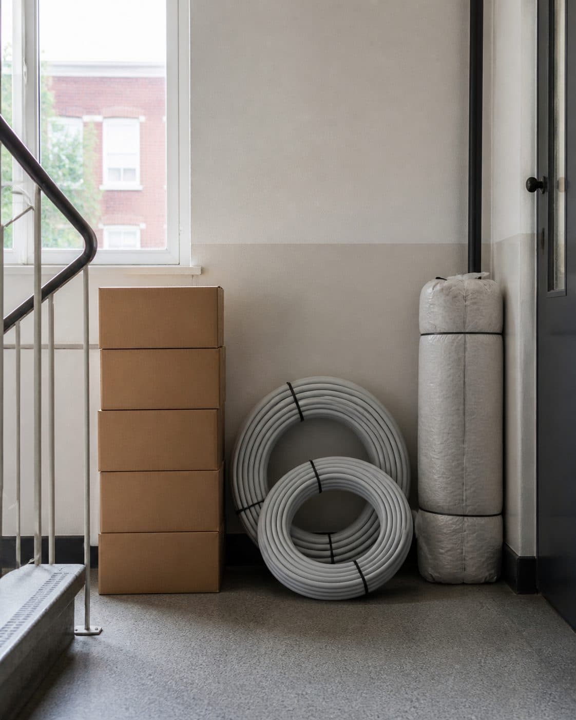 Materialen klaar gezet voor uitvoering.