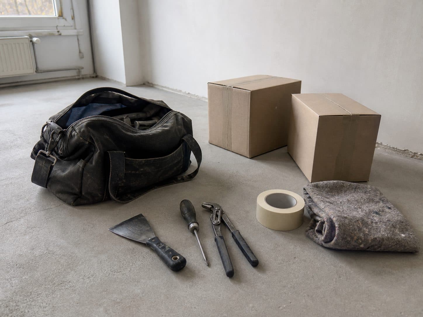 Gereedschap en materiaal geordend voor uitvoering.